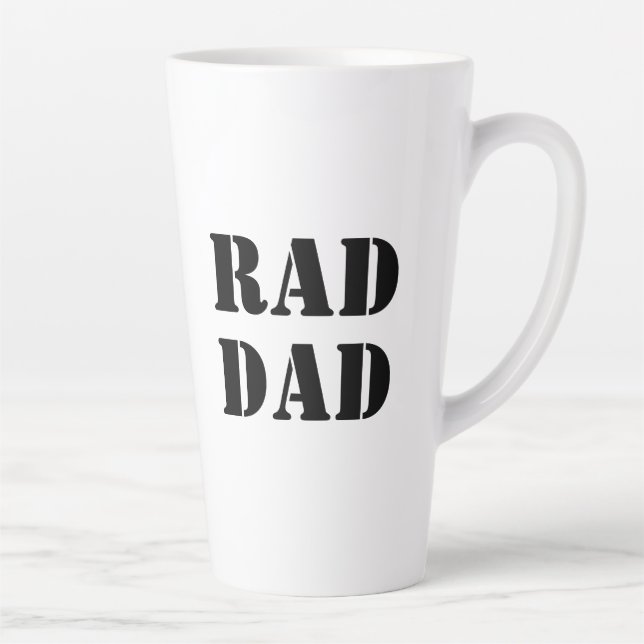 Rad Dad black & white modern typography cool Latte Mug (Right)
