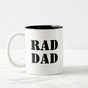 Rad Dad black & white modern typography cool Two-Tone Coffee Mug