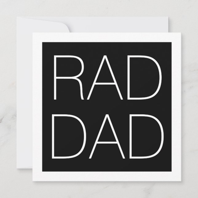 Rad Dad black white square minimalist modern Card (Front)