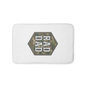 Rad Dad Camo Hexagon Vintage Engraving Design_1 Bath Mat