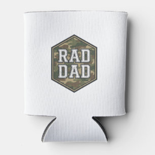 Rad Dad Camo Hexagon Vintage Engraving Design_1 Can Cooler