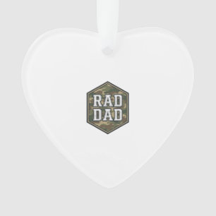 Rad Dad Camo Hexagon Vintage Engraving Design_1 Ornament