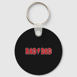 Rad Dad Cool Vintage Rock And Roll Funny Fathers D Key Ring