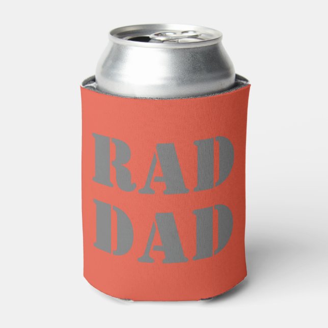 Rad Dad dark orange & grey modern Typography cool Can Cooler (Can Front)