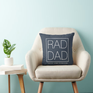 Rad Dad dusty blue custom kids names minimalist Cushion