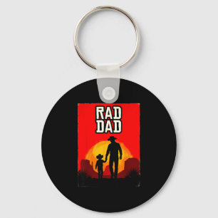 Rad dad father and son western sunset key ring