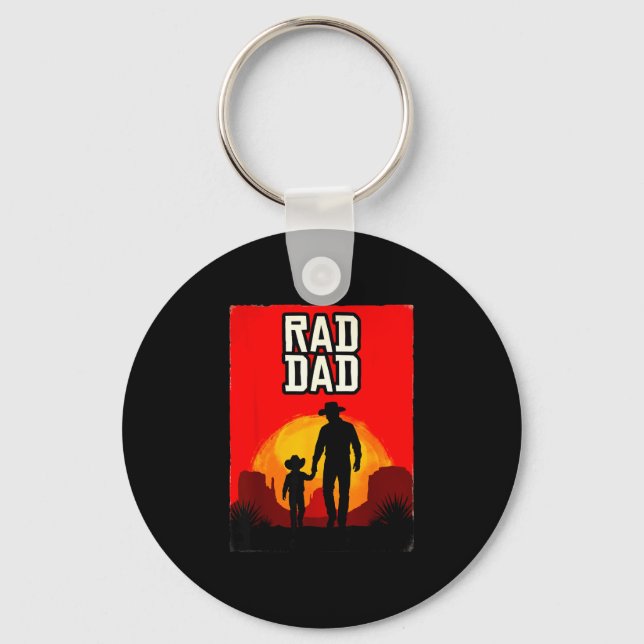Rad dad father and son western sunset  key ring (Front)