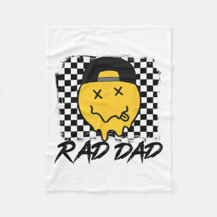 Rad Dad Funny Chequered Father#39;s Day Smile Face Fleece Blanket