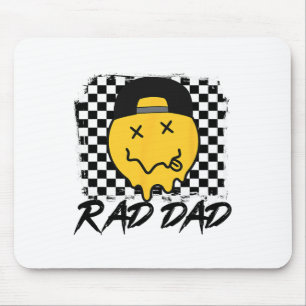 Rad Dad Funny Chequered Father#39;s Day Smile Face Mouse Mat