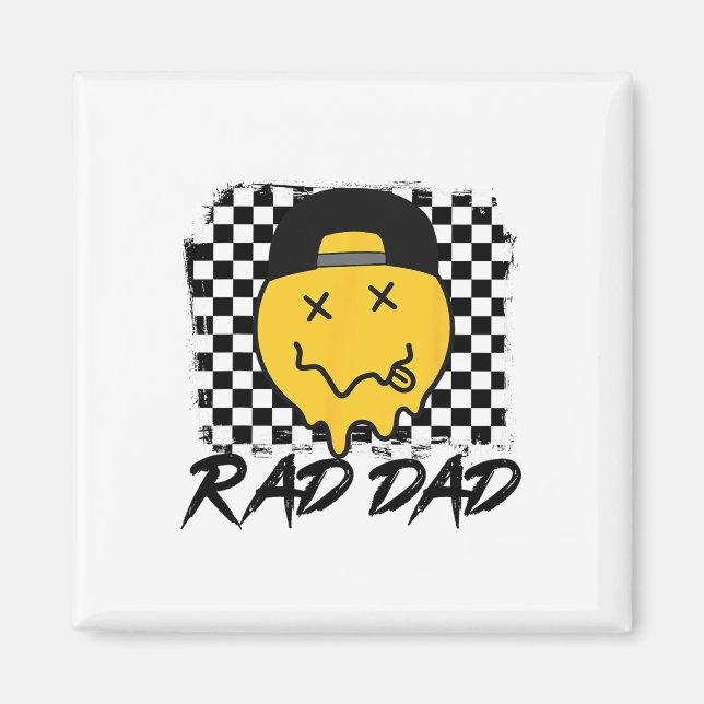 Rad Dad Funny Chequered Father&# s Day Smile Face Magnet (Front)