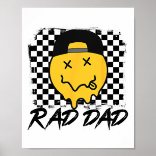 Rad Dad Funny Chequered Father&# s Day Smile Face Poster