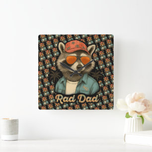 Rad Dad Funny Happy Father's Day Vintage Square Wall Clock