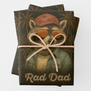 Rad Dad Funny Happy Father's Day Vintage Wrapping Paper Sheet