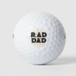 Rad Dad Kid's Gift To Father Black Typography Golf Balls