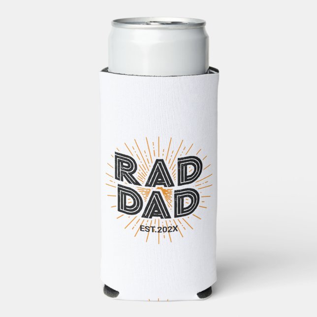 Rad Dad Kid's Gift To Father Black Typography  Seltzer Can Cooler (Seltzer Front)