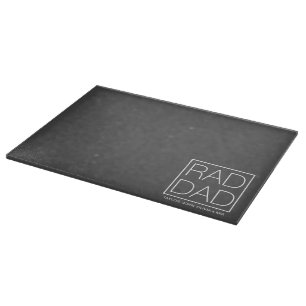 Rad Dad modern typography custom text names grey Cutting Board