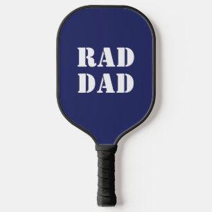 Rad Dad navy blue blue modern typography Pickleball Paddle