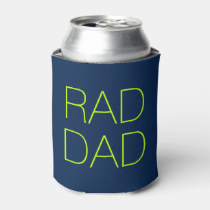 Rad Dad neon green and navy blue minimalist Can Cooler