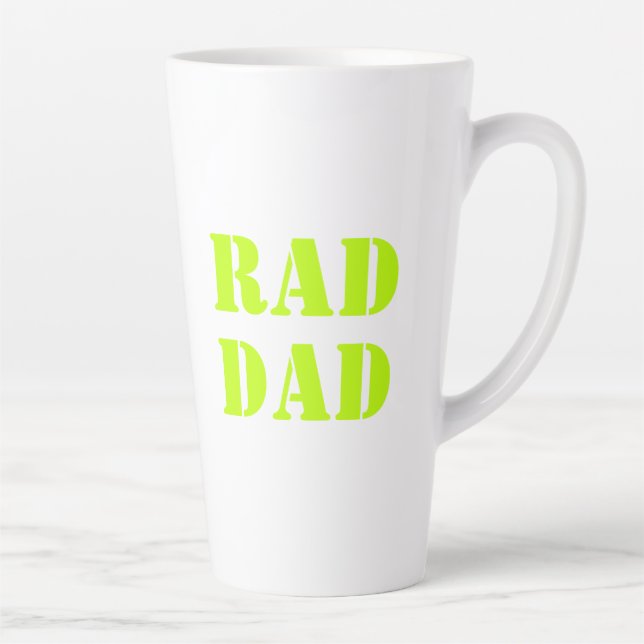 Rad Dad neon green modern typography cool Latte Mug (Right)