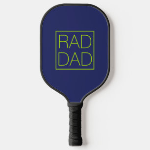 Rad Dad neon green navy blue minimalist modern Pickleball Paddle