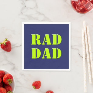 Rad Dad neon green navy blue modern typography Napkin
