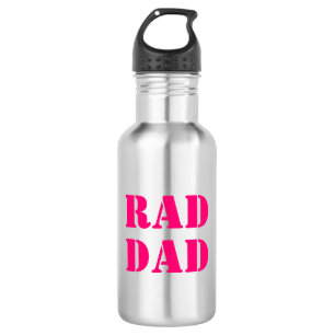 Rad Dad neon hot pink black modern typography cool 532 Ml Water Bottle