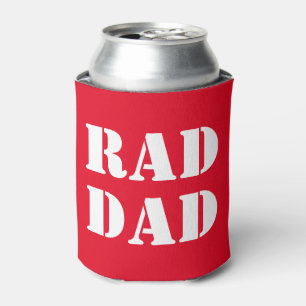 Rad Dad red white modern typography cool Can Cooler