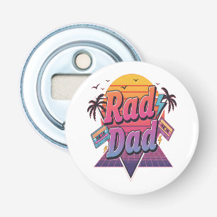 Rad Dad – Retro 80s Neon Style for Cool Fathers Bottle Opener