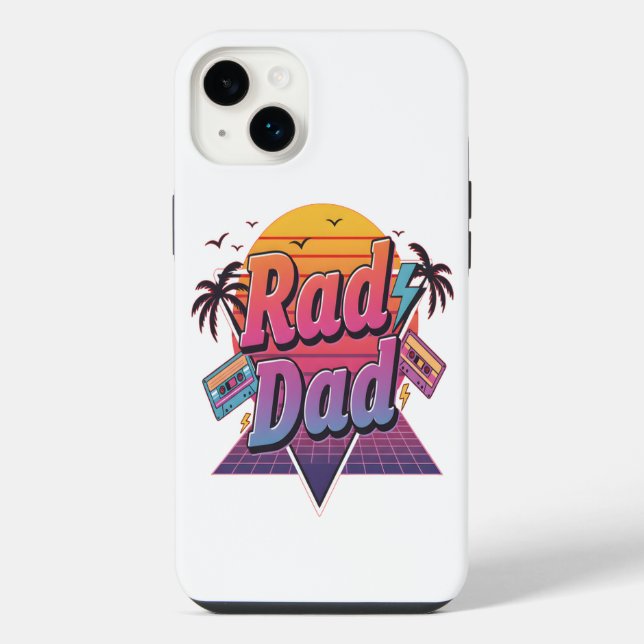 Rad Dad – Retro 80s Neon Style  for Cool Fathers iPhone Case (Back)