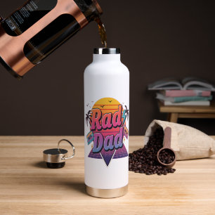 Rad Dad – Retro 80s Neon Style for Cool Fathers Water Bottle