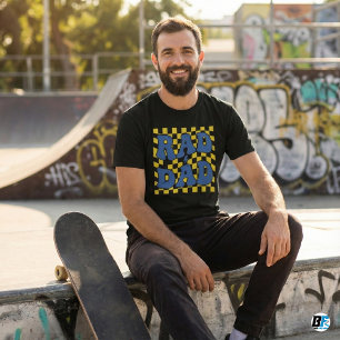 Rad Dad Retro Blue Checkerboard 90s Style Father's T-Shirt