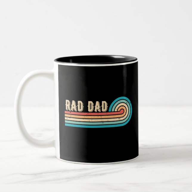 Rad Dad Retro Vintage Sunset Father Two-Tone Coffee Mug (Left)