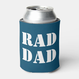 Rad Dad teal blue white modern typography cool Can Cooler