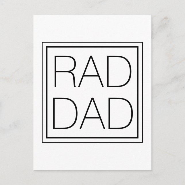 Rad Dad white black minimalist typography modern Postcard (Front)