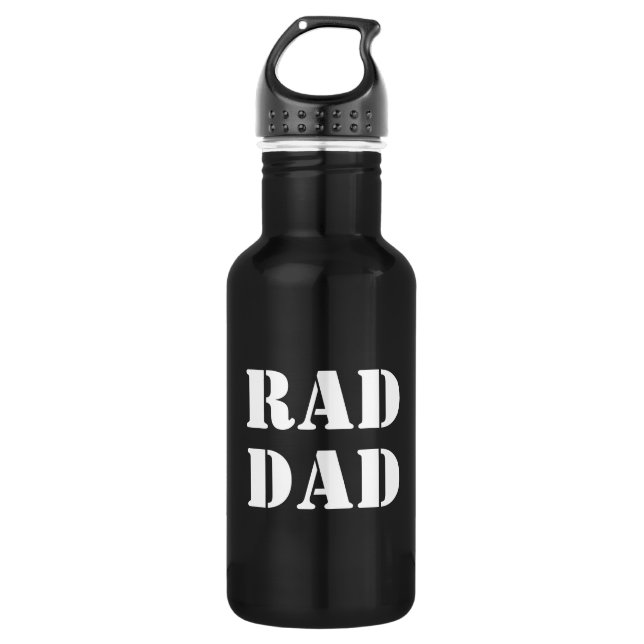 Rad Dad white & black modern typography cool 532 Ml Water Bottle (Front)