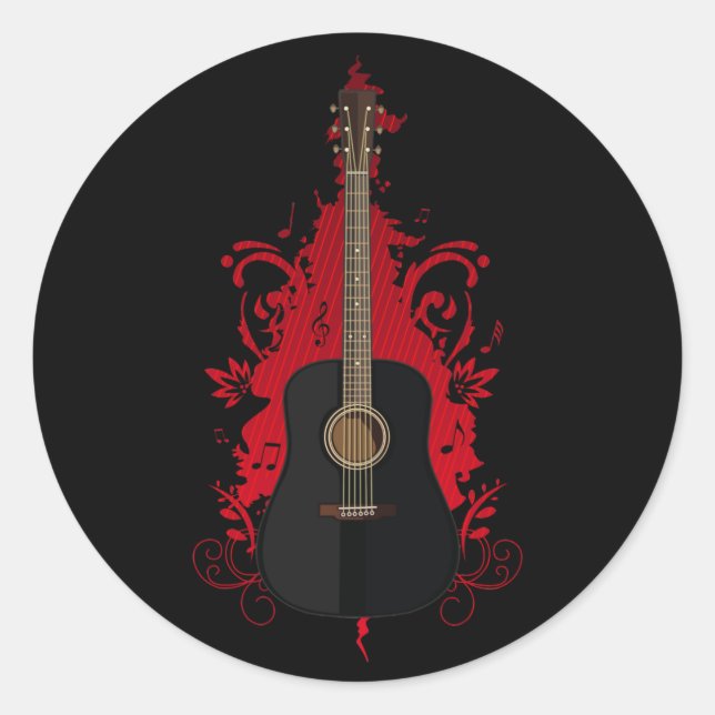 Rad Guitar  Classic Round Sticker (Front)