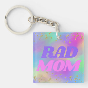 "Rad Mum" Colourful Rainbow Glitter Key Chain