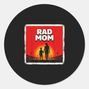 Rad mum mother and son soccer mum sunset classic round sticker
