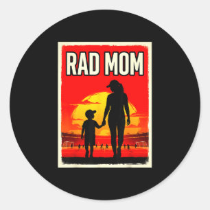Rad mum mother and son soccer mum sunset  classic round sticker