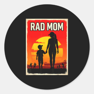 Rad mum mother and son soccer mum sunset classic round sticker