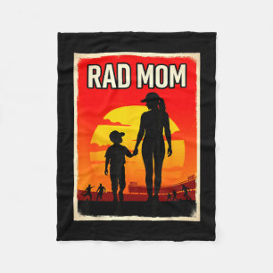 Rad mum mother and son soccer mum sunset fleece blanket