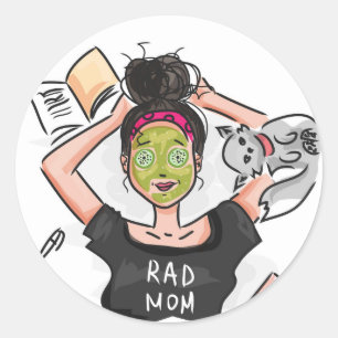 Rad Mum's Relaxing Day Off Classic Round Sticker