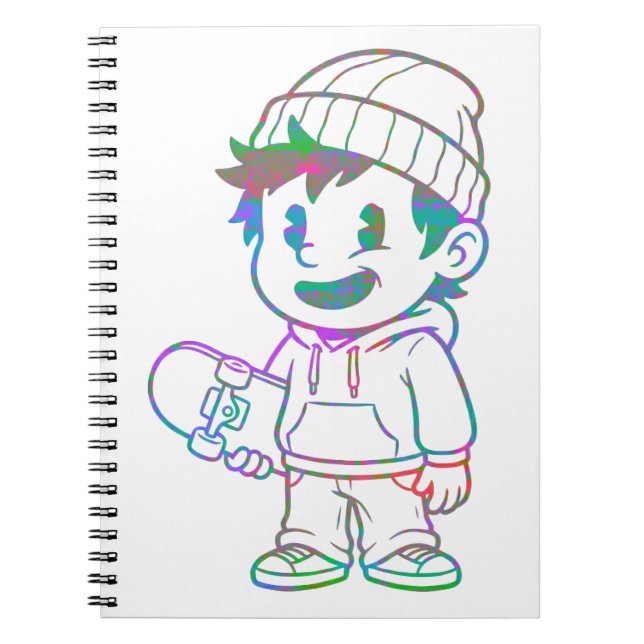 Rad Orange: Skater Boy Retro Notebook (Front)