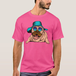 Rad Pug Rocking Blue Shades And A Hat retro T-Shirt
