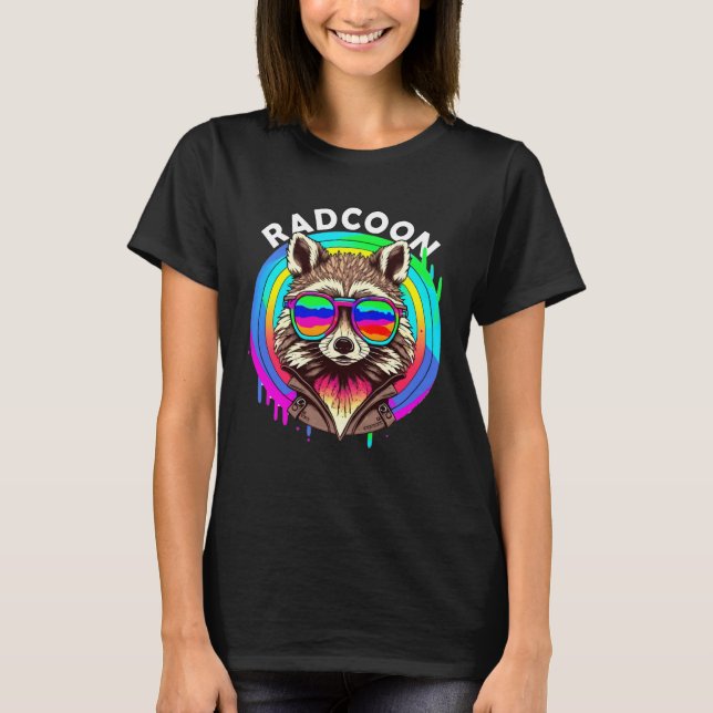 Rad Racoon Radcoon  Animal Sunglasses 80 s Retro S T-Shirt (Front)