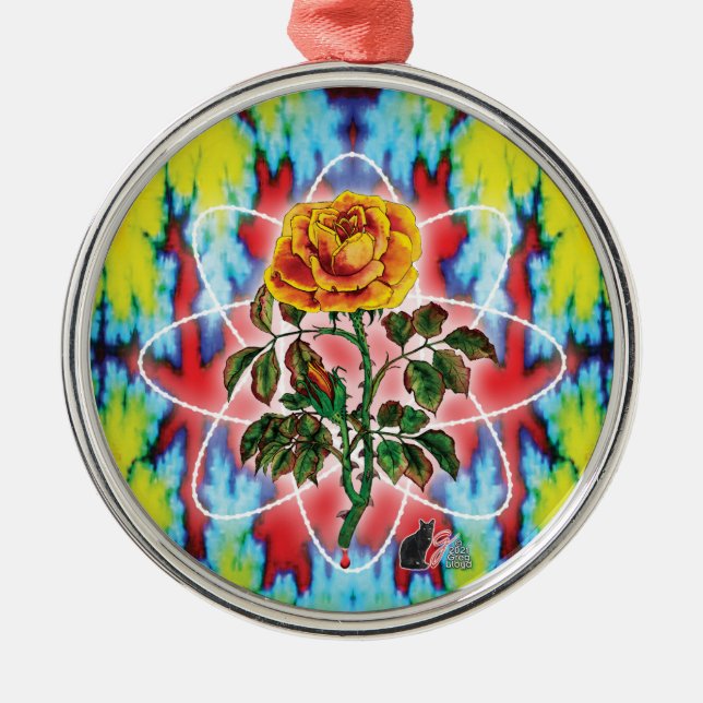 Rad Rad Rose  Metal Tree Decoration (Front)