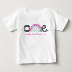 Rad Rainbow Girl's 1st Birthday Party Cute ONE Baby T-Shirt