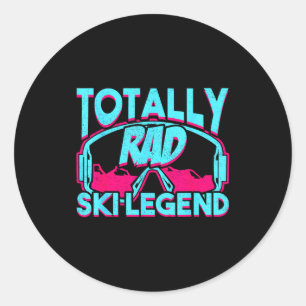 Rad ski legend retro vintage 80s 90s skiing outfit classic round sticker