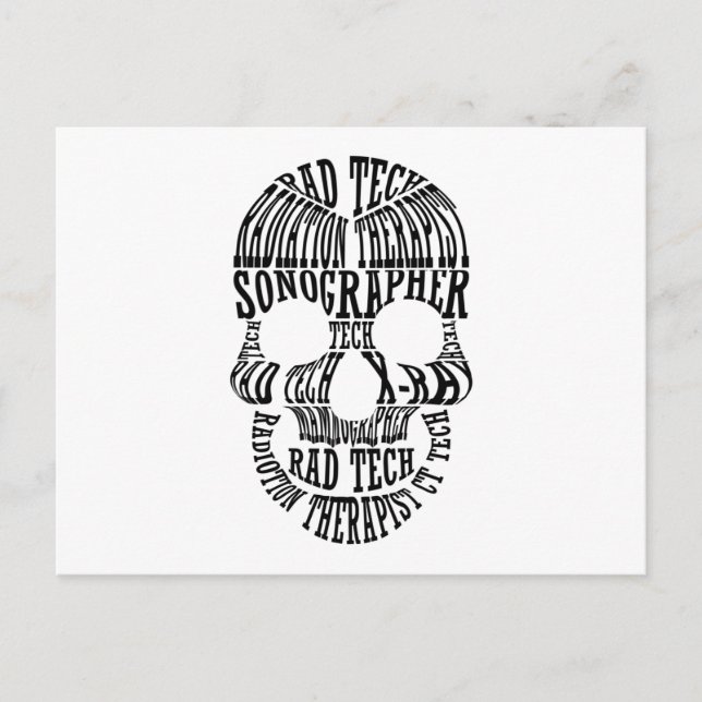 Rad Tech Skull Technologist Xray Radiology Tech Postcard (Front)