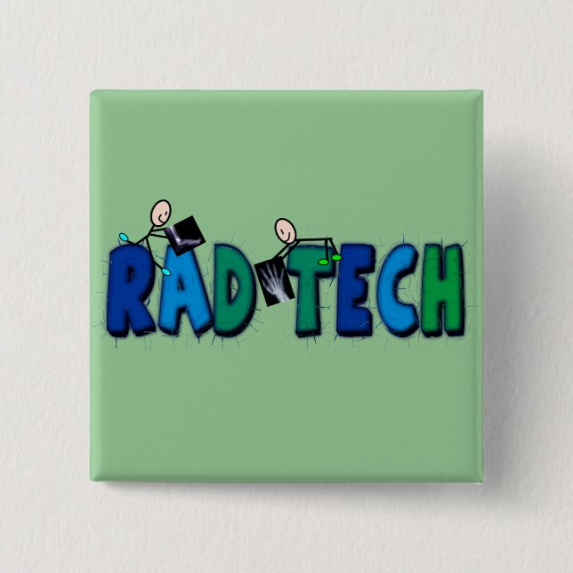 Rad Tech With Stick People and Xrays Design 15 Cm Square Badge (Front)